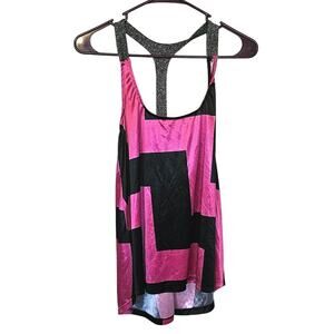 Weavers Hot Pink Racer Back Tank Top Sparkle Smooth Size Small S Bow Chic Summer